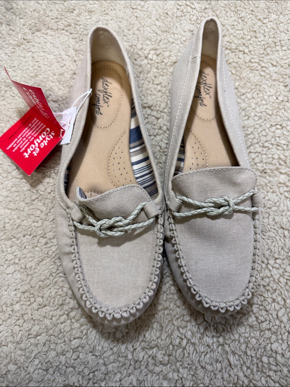 dexflex comfort Women's Light Beige Braided Slip-On Loafers